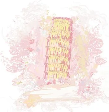 Pisa tower grunge background Stock Illustration