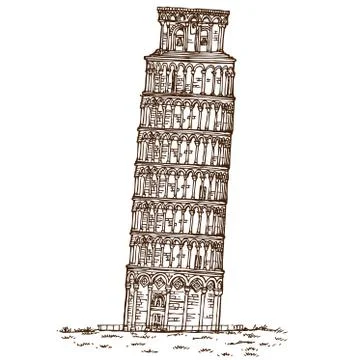 .pisa tower hand draw Ilustración de archivo