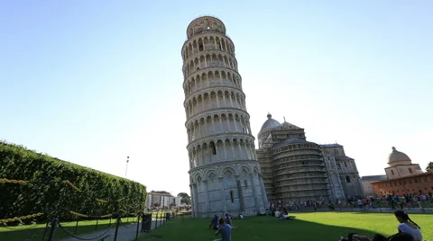 Pisa Tower at Square of Miracles, Torre di Pisa at Piazza dei Miracoli 스톡 동영상 53190698