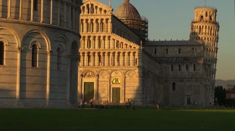 Pisa,Cathedral and Leaning Tower at sunset. Stock Footage 67584653
