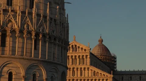 Pisa,Cathedral and Leaning Tower at sunset. Stock Footage 67585511
