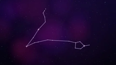 Pisces constellation with double lavender lines on an indigo magenta nebula Stock-Footage 348624208