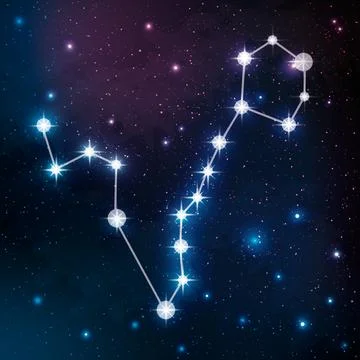 Pisces constellation in the night sky Stock Illustration