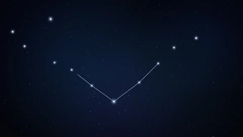 The Pisces constellation slowly forms from scattered stars in the sky. Video stock 344849717