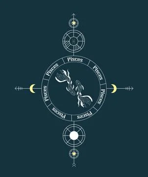 Pisces. Vector graphic illustrations of horoscope signs. Zodiac signs. Stock Illustration