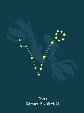 Pisces. Vector graphic illustrations of horoscope signs. Zodiac signs. Conste Stock Illustration