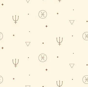 Pisces Zodiac Background Seamless Pattern 2. Astrology Signs Stock Illustration