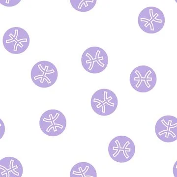 Pisces zodiac glyph seamless pattern Stock Illustration
