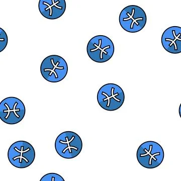 Pisces zodiac vector seamless pattern Stock Illustration