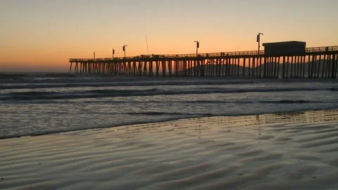Pismo Beach Boardwalk at Sunset Stock Footage 137612866