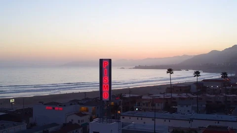 Pismo Beach Sign at Sunset Stock Footage
