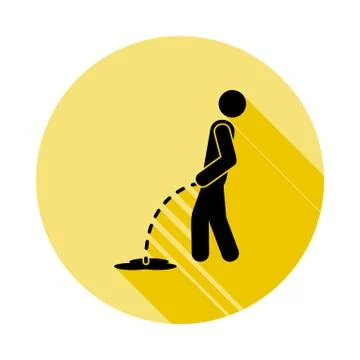 Pissing, man icon in long shadow style Stock Illustration