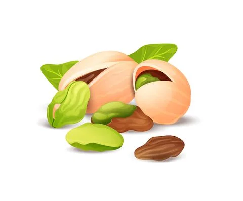 Pistache nut composition, whole and cracked nuts Stock Illustration