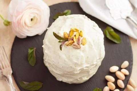 Pistachio cake Stock Photos
