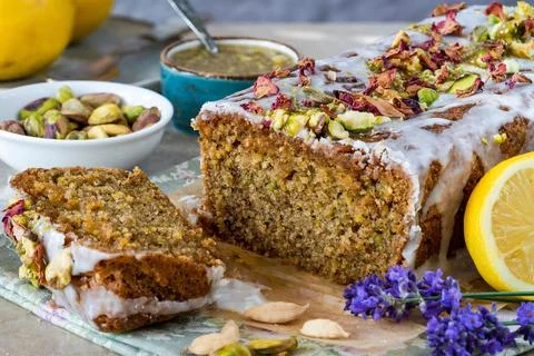 Pistachio cake Stock Photos