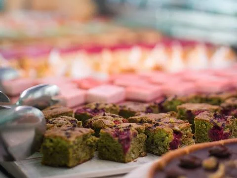 Pistachio Cake Slice Stock Photos