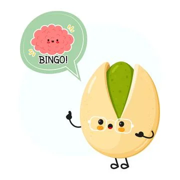 Pistachio character thinking a solution with cute brain Stock Illustration