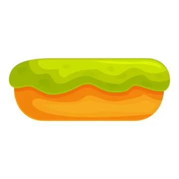 Pistachio eclair dripping with icing lies horizontally on white background Stock Illustration
