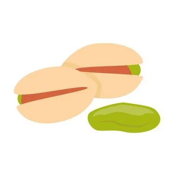 Pistachio full in shell and open nut. Nuts pistachios healthy food harvesting Stock Illustration