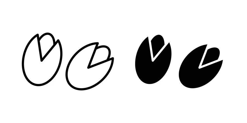 Pistachio icon solid, line, and editable vector set. Illustrazione stock