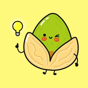 Pistachio nut character having a creative idea Stock Illustration
