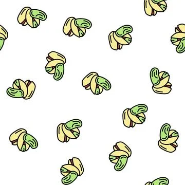 Pistachio nut vector seamless pattern Stock Illustration