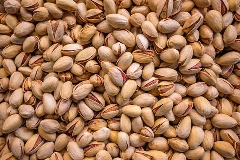 Pistachio nuts background with natural shell texture. 写真素材