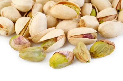 Pistachio nuts isolated on white background Stock Photos