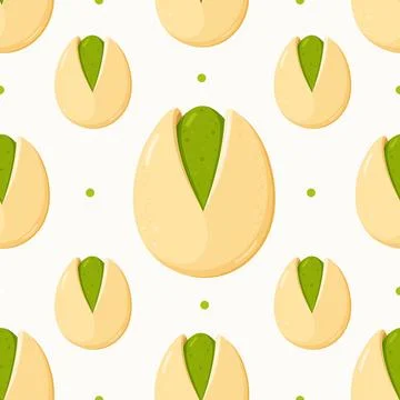 Pistachio nuts seamless pattern background design Illustrazione stock