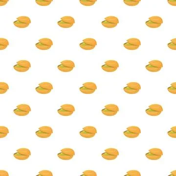 Pistachio nuts seamless pattern on white background Stock Illustration