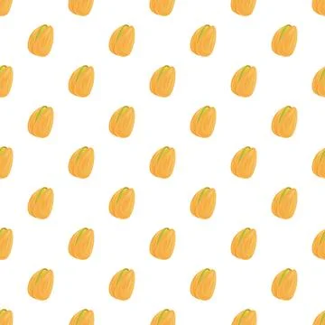 Pistachio nuts seamless pattern on white background Stock Illustration