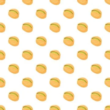 Pistachio nuts seamless pattern on white background Stock Illustration