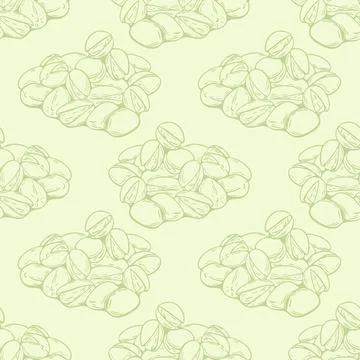 Pistachio seamless pattern in pastel green color scheme Stock Illustration
