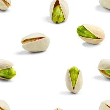 Pistachio Seamless pattern on white background. design background Stock Photos