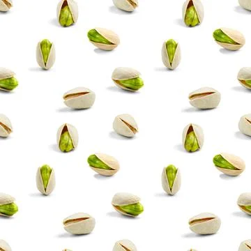 Pistachio Seamless pattern on white background. design background Stock Photos