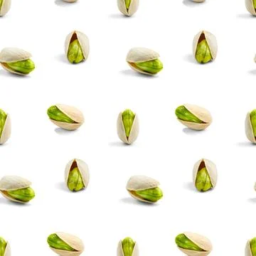 Pistachio Seamless pattern on white background. design background Foto stock