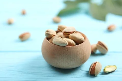 Pistachios close-up on the table Stock Photos