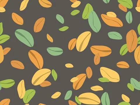 Pistachios seamless pattern. Background with green nuts, pistachios and pea.. Illustrazione stock