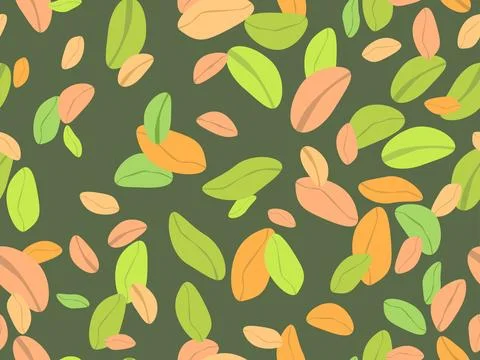Pistachios seamless pattern. Background with green nuts, pistachios and pea.. Illustrazione stock