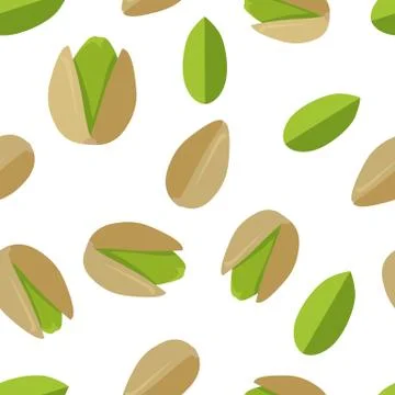 Pistachios Seamless Pattern Vector in Flat Design Stock Illustration