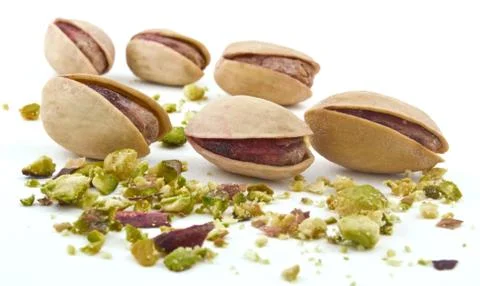 Pistachios on white background Stock-Fotos