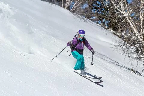 Off-piste skiing Stock Photos
