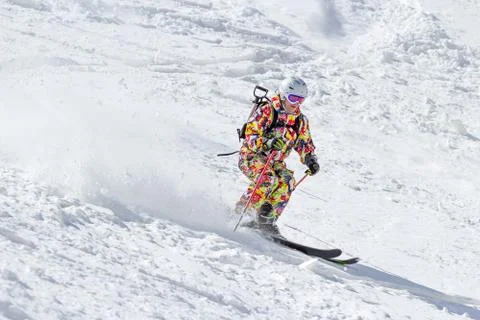 Off-piste skiing Stock-Fotos