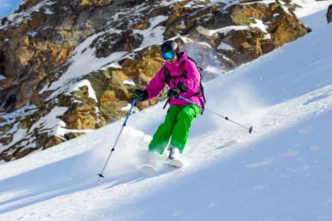 Off-piste skiing Stock-Fotos