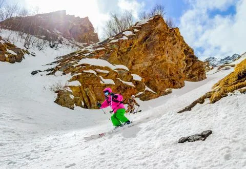 Off-piste skiing Stock Photos