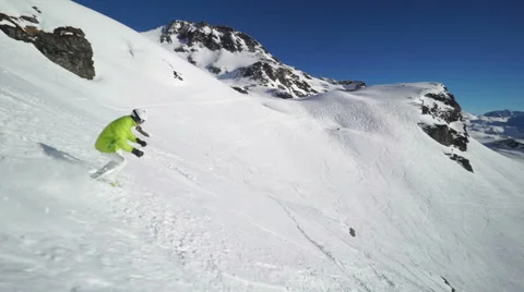 Off piste skiing slow motion Stock Footage 46164826