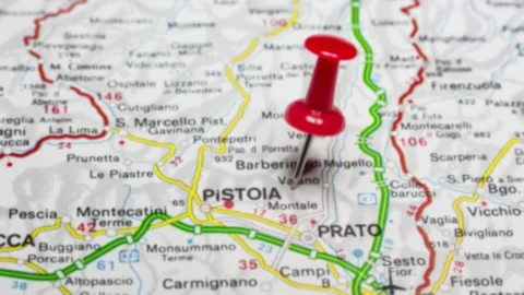 PISTOIA on a map Stock Footage 177371201
