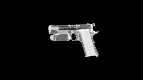 Pistol 3d render animation of holographic hand weapon isolated Stock Footage 323175288