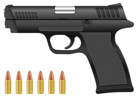 Pistol and bullets Illustrazione stock