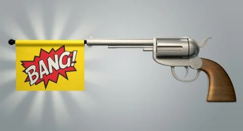 Pistol bang flag Stock Illustration